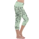 Illustration Of Butterflies And Flowers Ornament On Green Background Capri Yoga Leggings View3