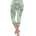 Illustration Of Butterflies And Flowers Ornament On Green Background Capri Yoga Leggings View4