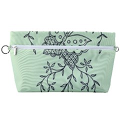 Illustration Of Butterflies And Flowers Ornament On Green Background Handbag Organizer by Ket1n9