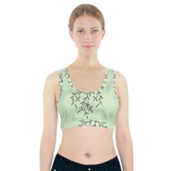 Illustration Of Butterflies And Flowers Ornament On Green Background Sports Bra With Pocket by Ket1n9