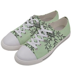 Illustration Of Butterflies And Flowers Ornament On Green Background Men s Low Top Canvas Sneakers by Ket1n9