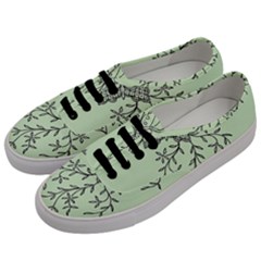 Illustration Of Butterflies And Flowers Ornament On Green Background Men s Classic Low Top Sneakers by Ket1n9