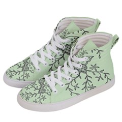 Illustration Of Butterflies And Flowers Ornament On Green Background Women s Hi-top Skate Sneakers by Ket1n9