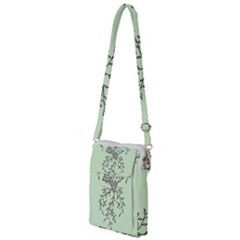 Illustration Of Butterflies And Flowers Ornament On Green Background Multi Function Travel Bag by Ket1n9