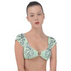 Illustration Of Butterflies And Flowers Ornament On Green Background Cap Sleeve Ring Bikini Top by Ket1n9