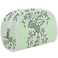 Illustration Of Butterflies And Flowers Ornament On Green Background Make Up Case (large) by Ket1n9