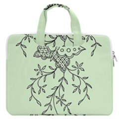 Illustration Of Butterflies And Flowers Ornament On Green Background Macbook Pro 13  Double Pocket Laptop Bag by Ket1n9