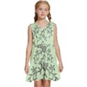 Illustration Of Butterflies And Flowers Ornament On Green Background Kids  Sleeveless Tiered Mini Dress View1