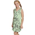 Illustration Of Butterflies And Flowers Ornament On Green Background Kids  Sleeveless Tiered Mini Dress View2