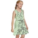 Illustration Of Butterflies And Flowers Ornament On Green Background Kids  Sleeveless Tiered Mini Dress View3