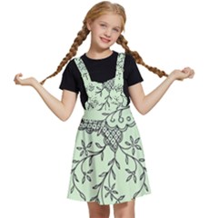 Illustration Of Butterflies And Flowers Ornament On Green Background Kids  Apron Dress by Ket1n9