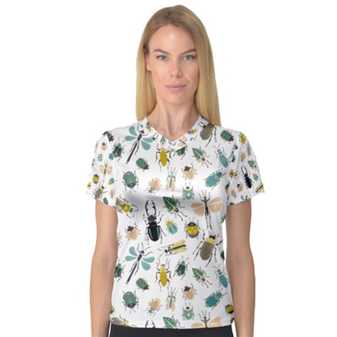 Insect Animal Pattern V-neck Sport Mesh T-shirt by Ket1n9