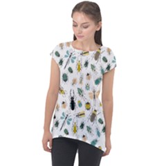 Insect Animal Pattern Cap Sleeve High Low Top by Ket1n9