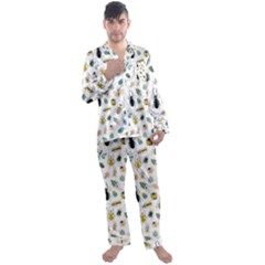 Insect Animal Pattern Men s Long Sleeve Satin Pajamas Set by Ket1n9