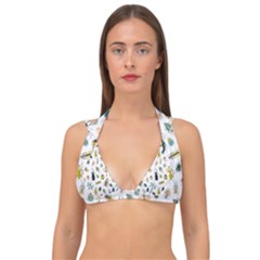 Insect Animal Pattern Double Strap Halter Bikini Top by Ket1n9