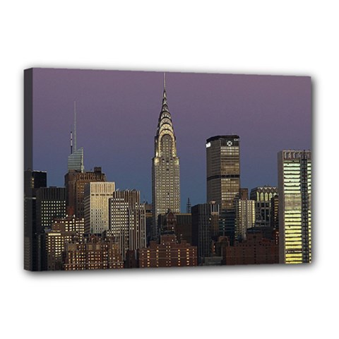 Skyline City Manhattan New York Canvas 18  X 12  (stretched) by Ket1n9