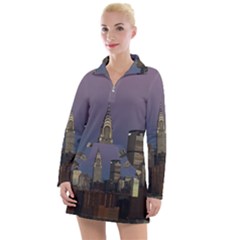 Skyline City Manhattan New York Women s Long Sleeve Casual Dress by Ket1n9