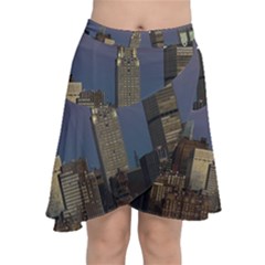 Skyline City Manhattan New York Chiffon Wrap Front Skirt by Ket1n9