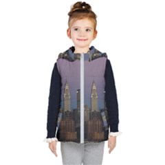 Skyline City Manhattan New York Kids  Hooded Puffer Vest by Ket1n9