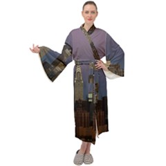 Skyline City Manhattan New York Maxi Velvet Kimono by Ket1n9