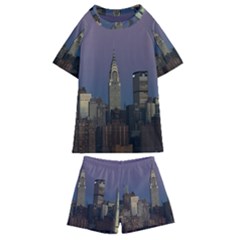 Skyline City Manhattan New York Kids  Swim T-shirt And Shorts Set by Ket1n9