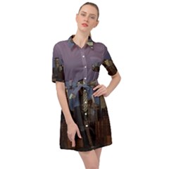 Skyline City Manhattan New York Belted Shirt Dress by Ket1n9