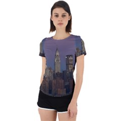 Skyline City Manhattan New York Back Cut Out Sport T-shirt by Ket1n9