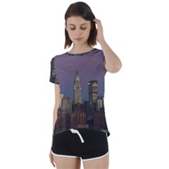 Skyline City Manhattan New York Short Sleeve Open Back T-shirt by Ket1n9