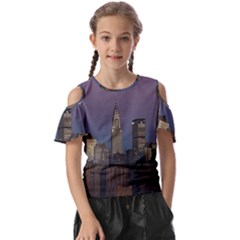 Skyline City Manhattan New York Kids  Butterfly Cutout T-shirt by Ket1n9