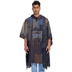 Skyline City Manhattan New York Men s Hooded Rain Ponchos by Ket1n9