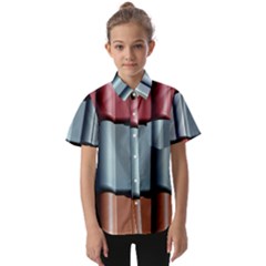 Shingle Roof Shingles Roofing Tile Kids  Short Sleeve Shirt by Ket1n9