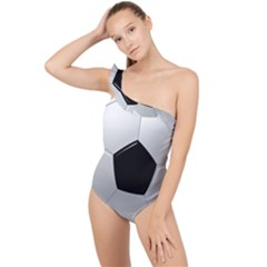 Soccer Ball Frilly One Shoulder Swimsuit by Ket1n9