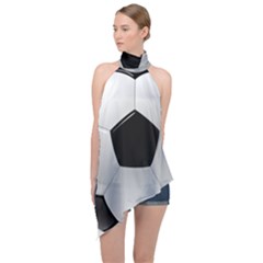 Soccer Ball Halter Asymmetric Satin Top by Ket1n9