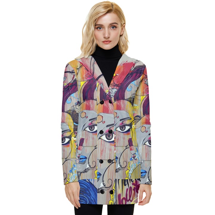 Graffiti Mural Street Art Painting Button Up Hooded Coat 