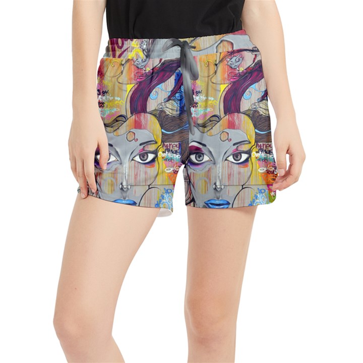 Graffiti Mural Street Art Painting Women s Runner Shorts