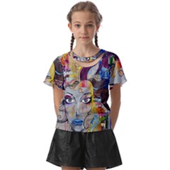 Graffiti Mural Street Art Painting Kids  Front Cut T-shirt by Ket1n9