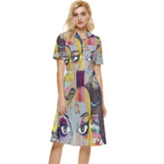 Graffiti Mural Street Art Painting Button Top Knee Length Dress by Ket1n9