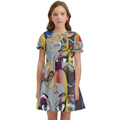 Graffiti Mural Street Art Painting Kids  Bow Tie Puff Sleeve Dress by Ket1n9