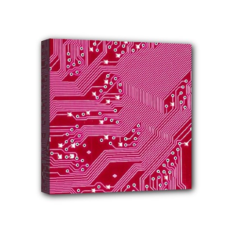 Pink Circuit Pattern Mini Canvas 4  X 4  (stretched) by Ket1n9