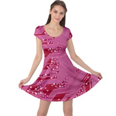 Pink Circuit Pattern Cap Sleeve Dress by Ket1n9