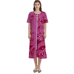 Pink Circuit Pattern Women s Cotton Short Sleeve Night Gown