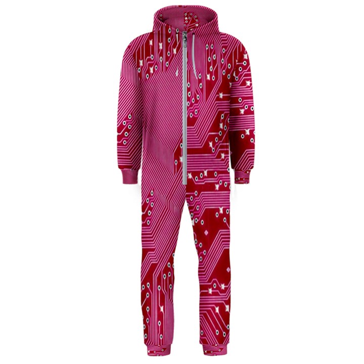 Pink Circuit Pattern Hooded Jumpsuit (Men)