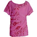 Pink Circuit Pattern Women s Oversized T-Shirt View1