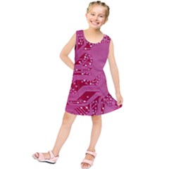 Pink Circuit Pattern Kids  Tunic Dress by Ket1n9