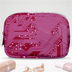 Pink Circuit Pattern Make Up Pouch (small) by Ket1n9