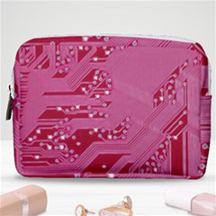 Pink Circuit Pattern Make Up Pouch (medium) by Ket1n9