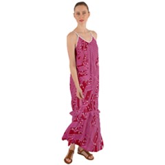 Pink Circuit Pattern Cami Maxi Ruffle Chiffon Dress by Ket1n9