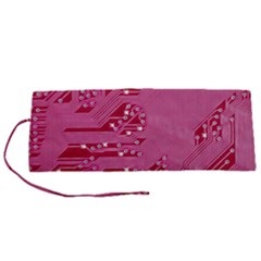 Pink Circuit Pattern Roll Up Canvas Pencil Holder (s) by Ket1n9