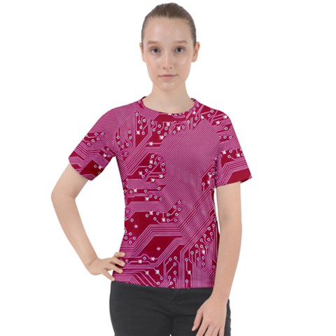 Pink Circuit Pattern Women s Sport Raglan T-shirt by Ket1n9