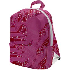 Pink Circuit Pattern Zip Up Backpack by Ket1n9